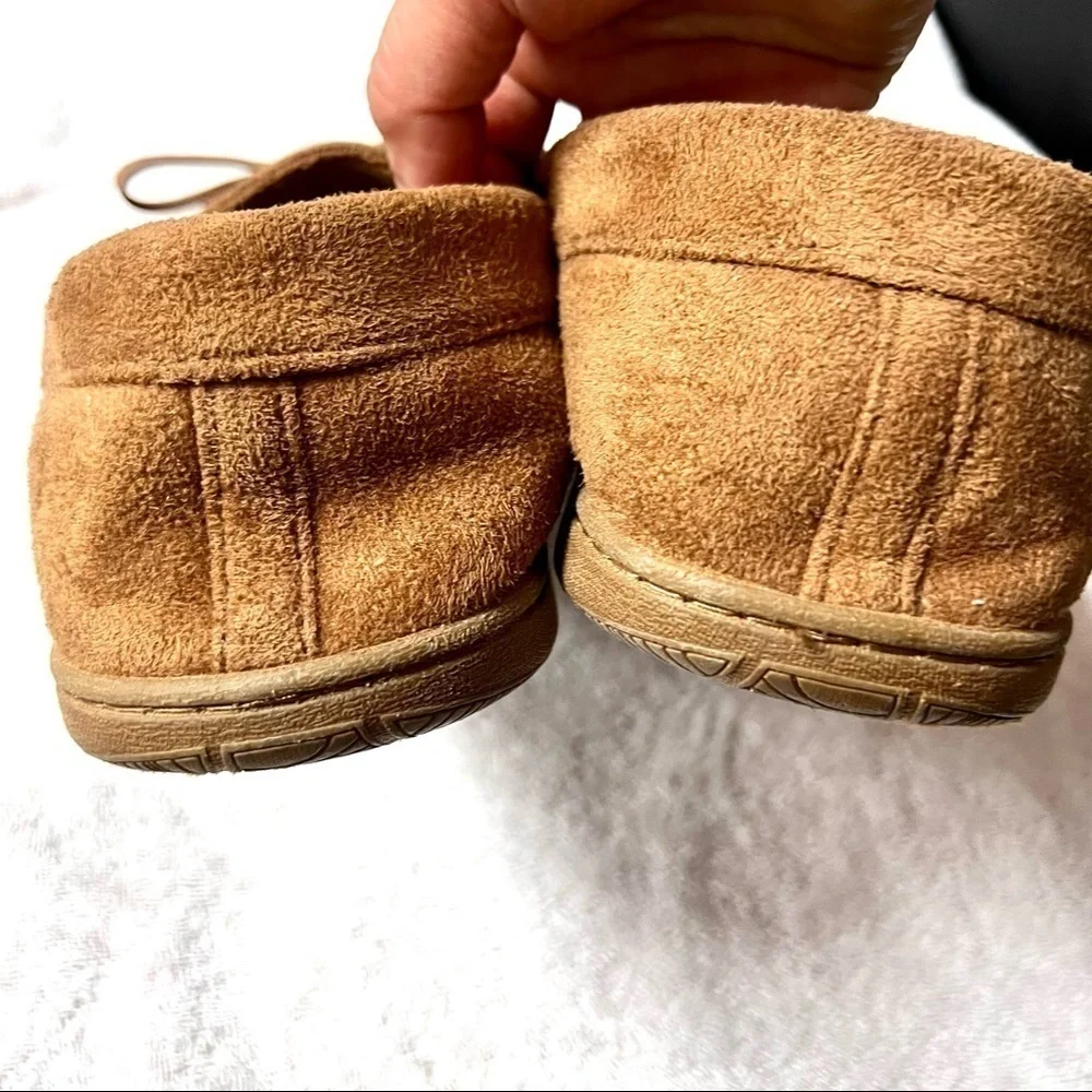 DOCKERS mens moccasin slippers tan suede size 11-12